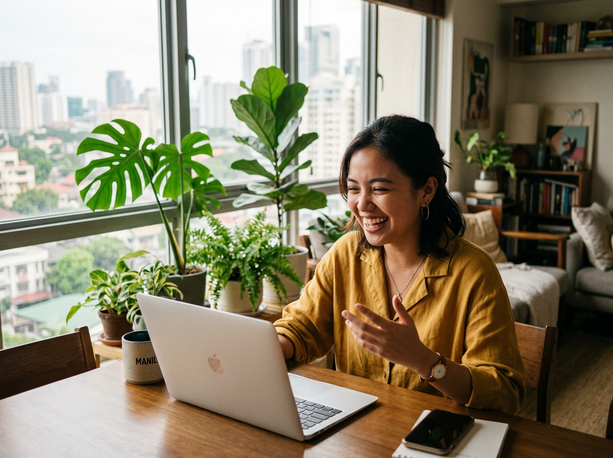 A Connection Partner smiling during an online session